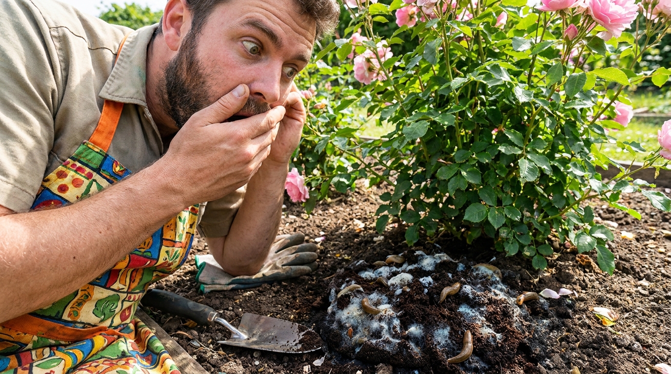 J&rsquo;ai bêtement suivi cette astuce populaire pour booster mes rosiers : le désastre compact et grouillant découvert sous la terre en juin m&rsquo;a complètement sidéré