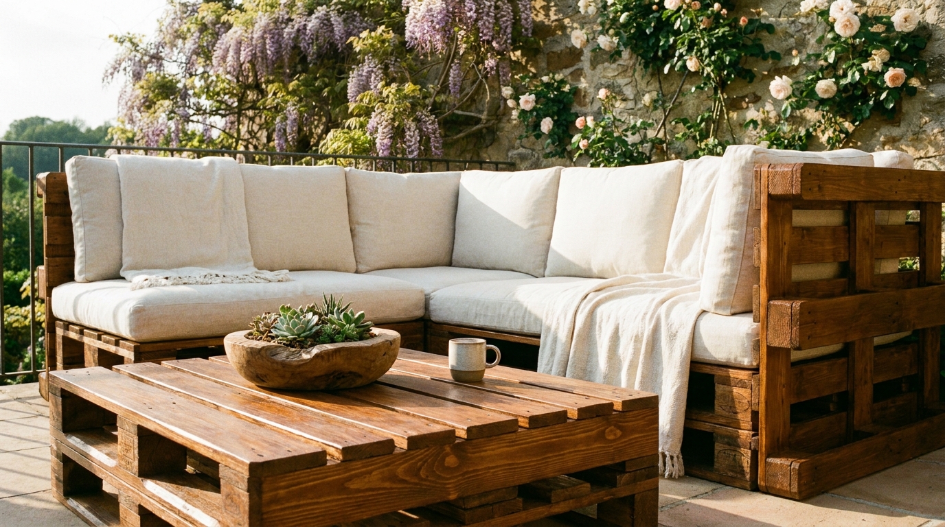 J’ai récupéré des palettes devant un entrepôt et passé mon week-end dessus : le lundi, ma terrasse ressemblait à une photo de catalogue