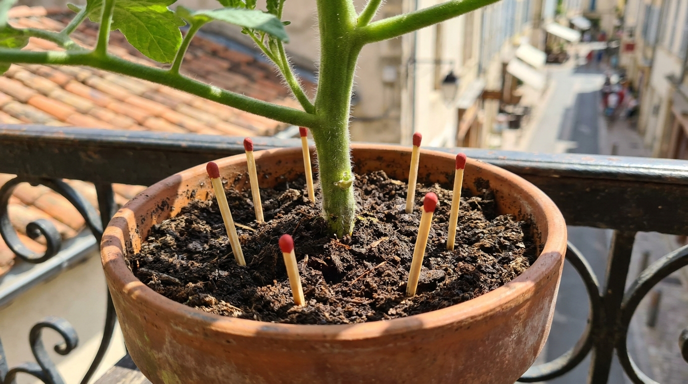 On pensait la pratique enterrée : planter quelques allumettes à l’envers dans vos pots de tomates déclenche en réalité un phénomène fascinant sous la terre