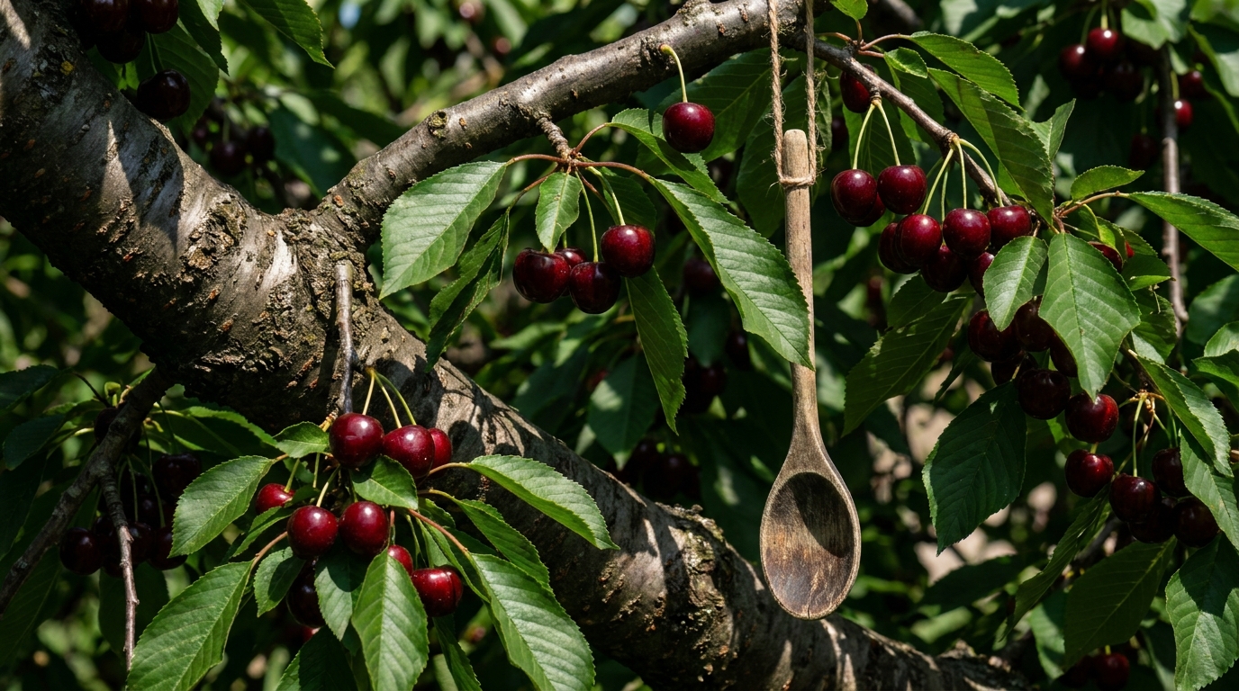 Oubliez les filets sur le cerisier : le stratagème redoutable de cet objet en bois familier dissimulé dans l’arbre sauve l’intégralité de la récolte
