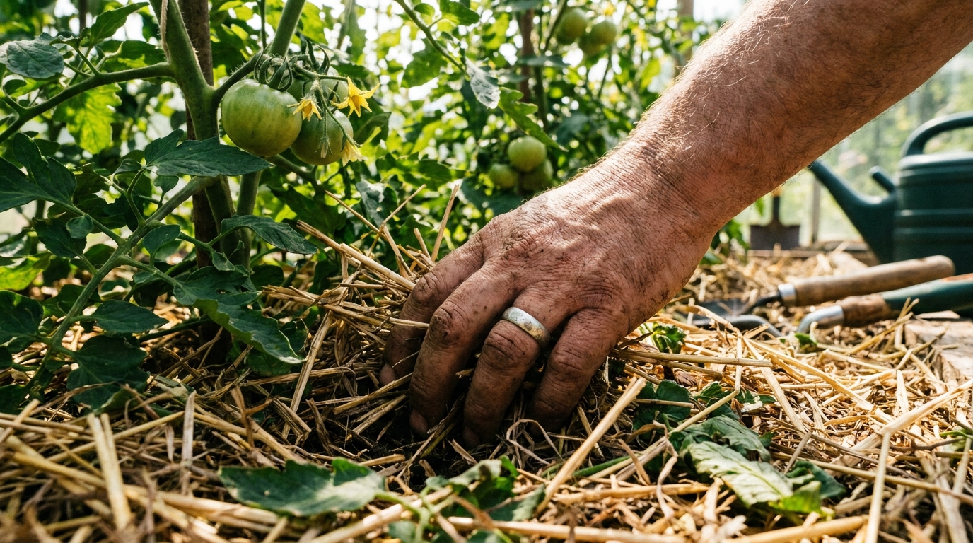 « Ton paillage ne sert à rien » : pourquoi une épaisse couche de paille laisse griller le potager est un détail que presque tout le monde ignore