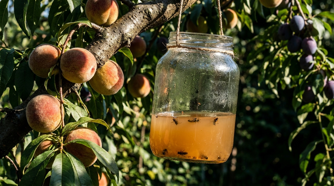 Ce fléau volant massacre vos fruits en douce : l’incroyable parade du bocal suspendu à l’envers pour garantir une récolte explosive cet été