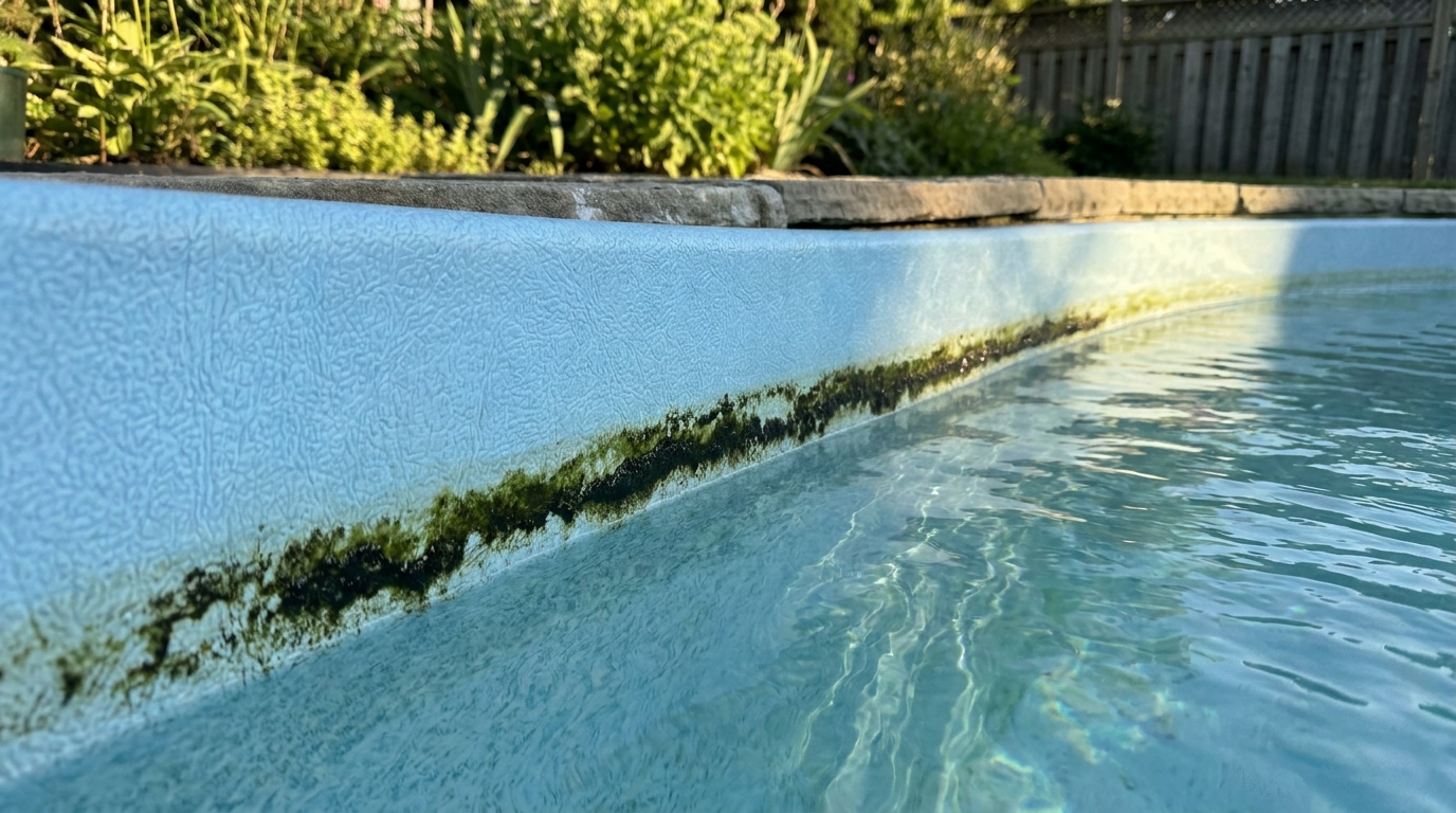J’ai laissé la ligne d’eau de ma piscine verdir tout l’été en pensant qu’un coup d’éponge suffirait : le jour où j’ai frotté, j’ai compris que c’était trop tard
