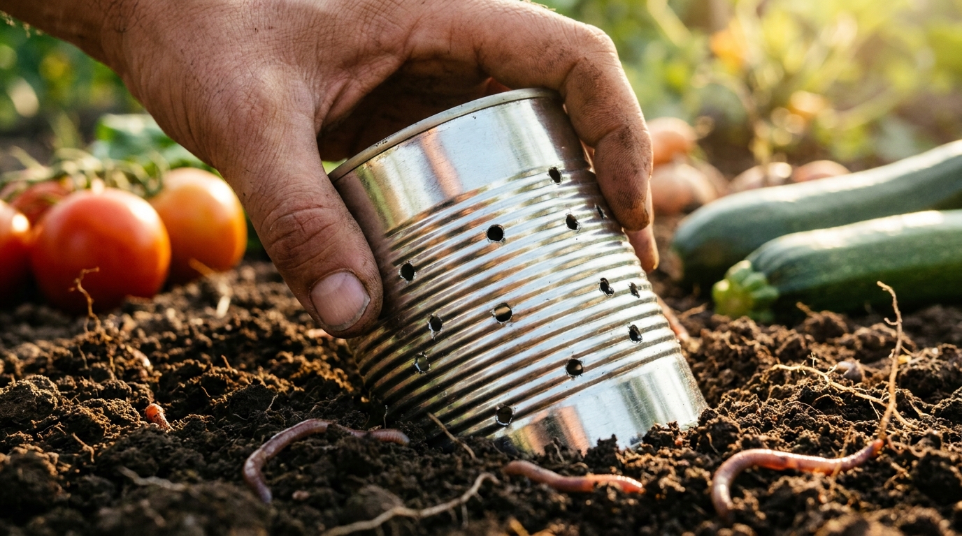 Les anciens enterraient toujours une boîte de conserve percée entre leurs rangs de légumes : la raison oubliée refait surface en pleine canicule