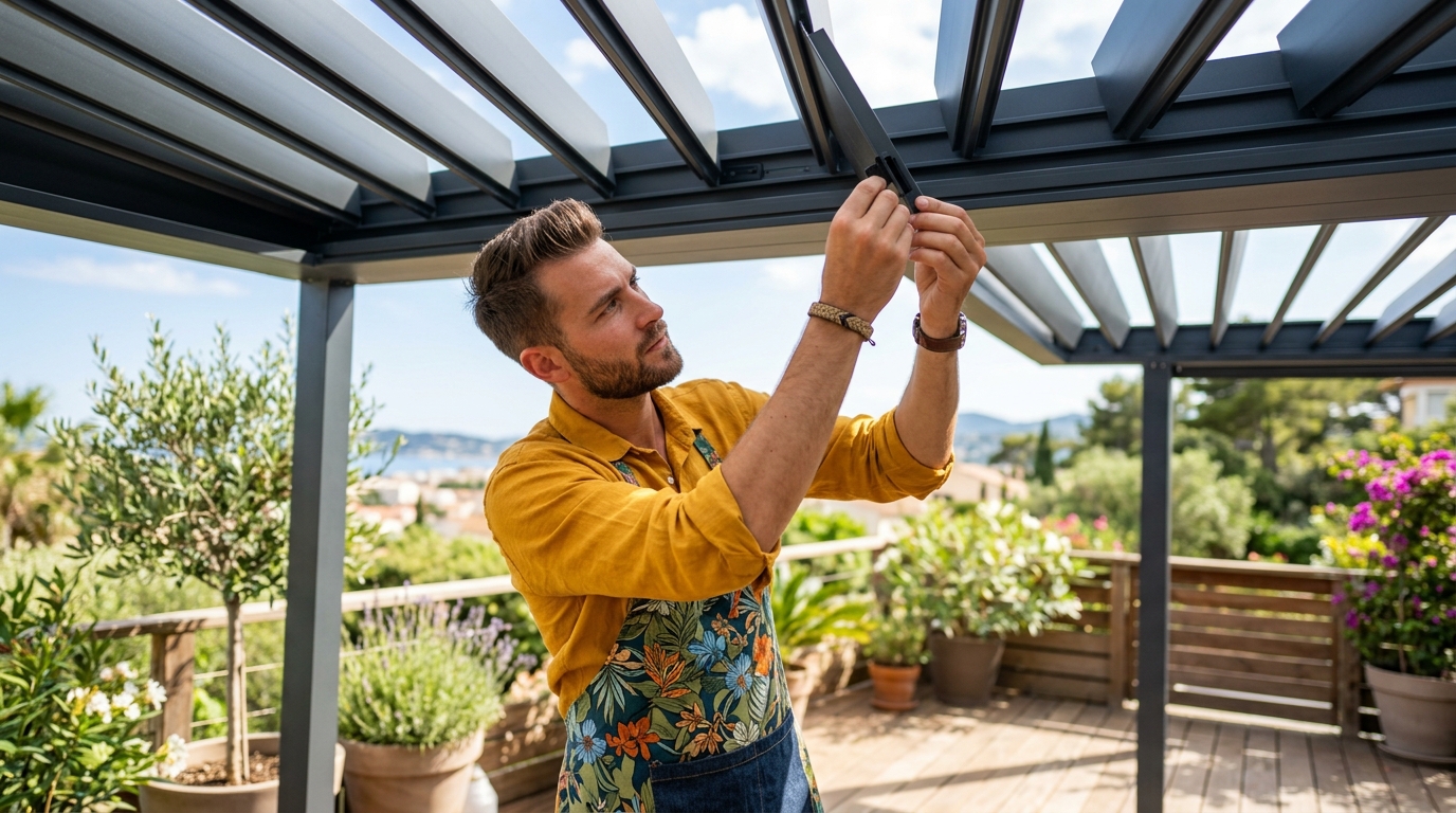 Mes voisins pensaient que ma pergola bioclimatique allait s’envoler au moindre vent : ce détail invisible à corriger en 10 minutes a définitivement tout réglé