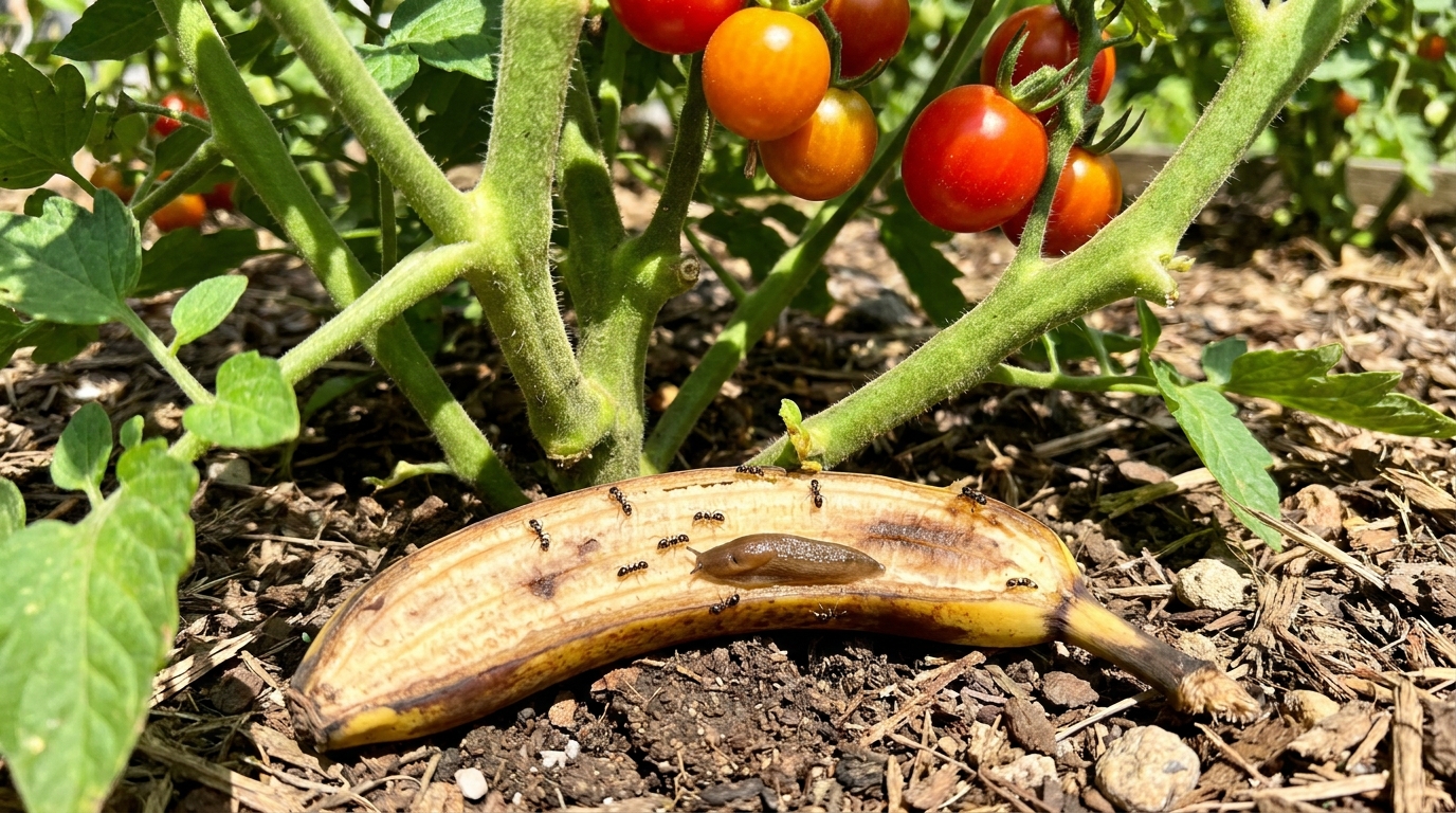 Un maraîcher m’a interdit de jeter mes restes de banane cet été : le rôle ahurissant de ce fruit caché sous les tomates m’a évité le pire au potager